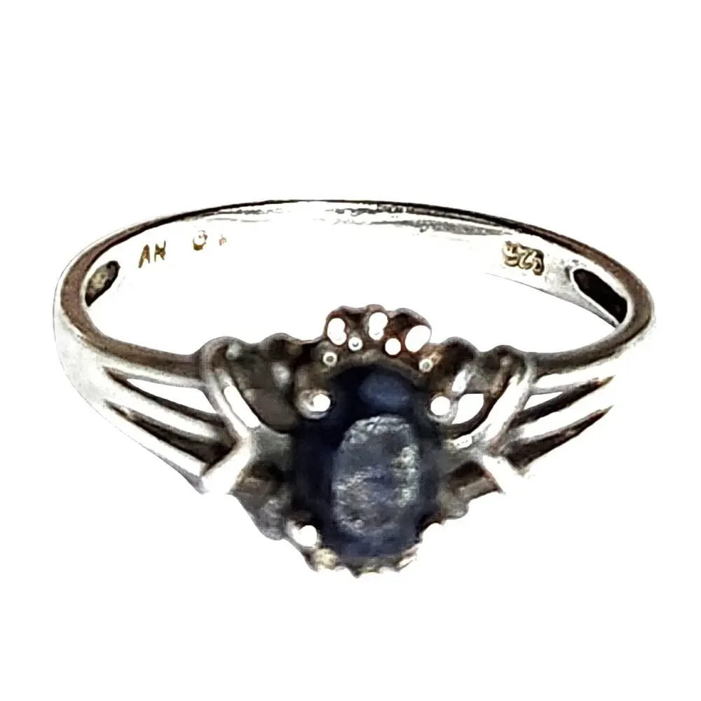 Vintage NVC Nataliya Collister Avon 925 Sterling Sapphire CZ Ring SZ 10.5ze 10.5